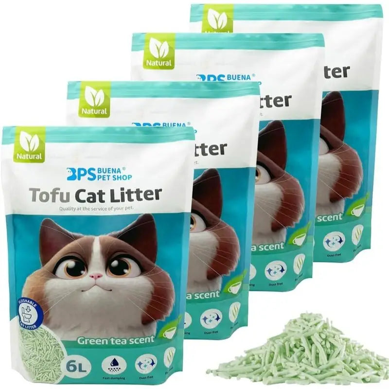 Scoop & Seal Arena De Tofu 4 SACOS PACK(Sin Olor, Limón, Lavanda, Té verde y Talco)