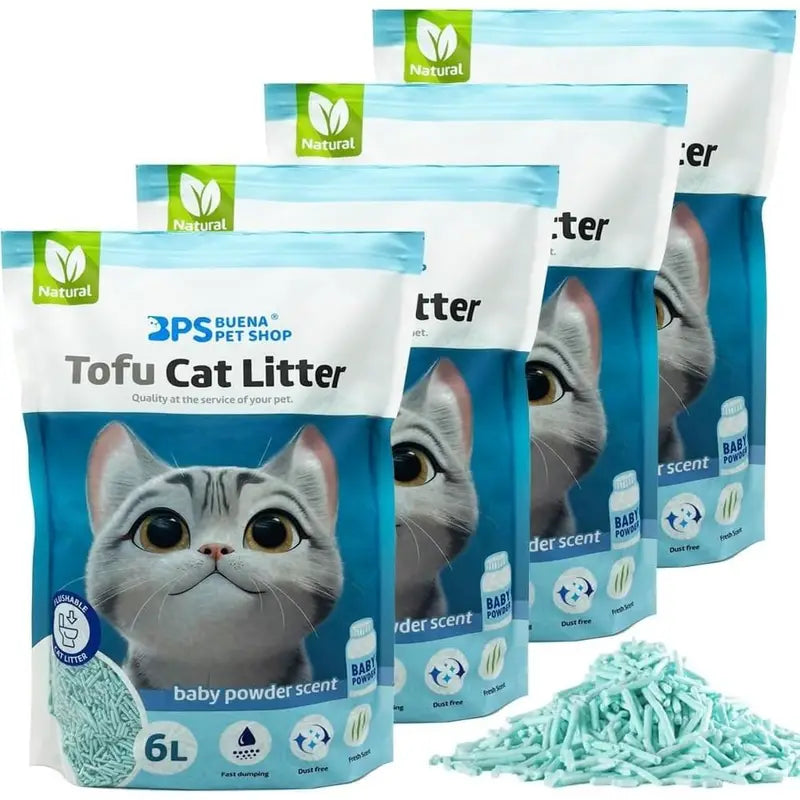 Scoop & Seal Arena De Tofu 4 SACOS PACK(Sin Olor, Limón, Lavanda, Té verde y Talco)