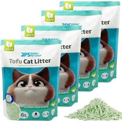 Scoop & Seal Arena De Tofu 4 SACOS PACK(Sin Olor, Limón, Lavanda, Té verde y Talco)